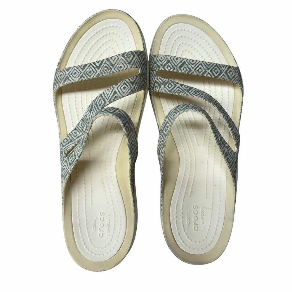 Crocs Women's Gray Geometric Strappy Sandals Size W9